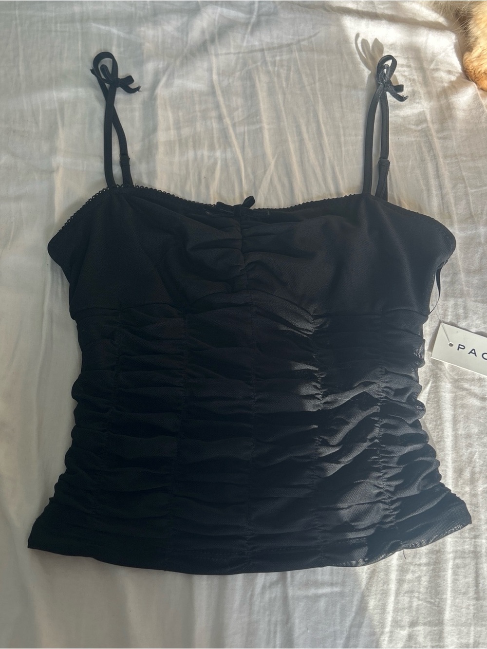 PacSun Black Ruched Tie-Strap Camisole